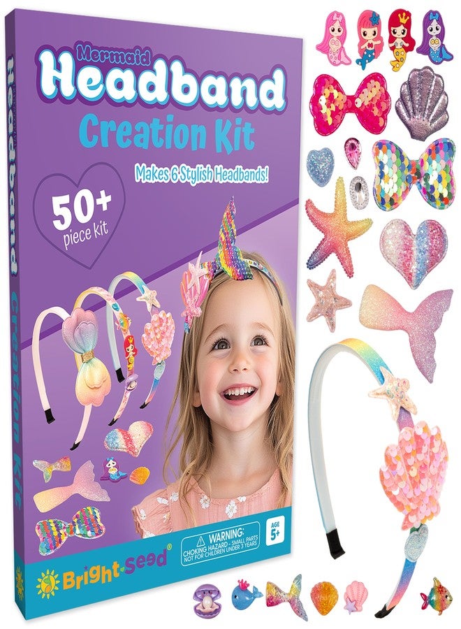 Bright Seed Headband Making Kit for Girls, Make Your Own Fashion Headband, Girl Accessories Ages 5-12, DIY Arts & Crafts, DIY Hair Accessories Set, Birthday Gifts for Girls 5 6 7+ Years Old, Gift Ideas Mermaid - Image 1
